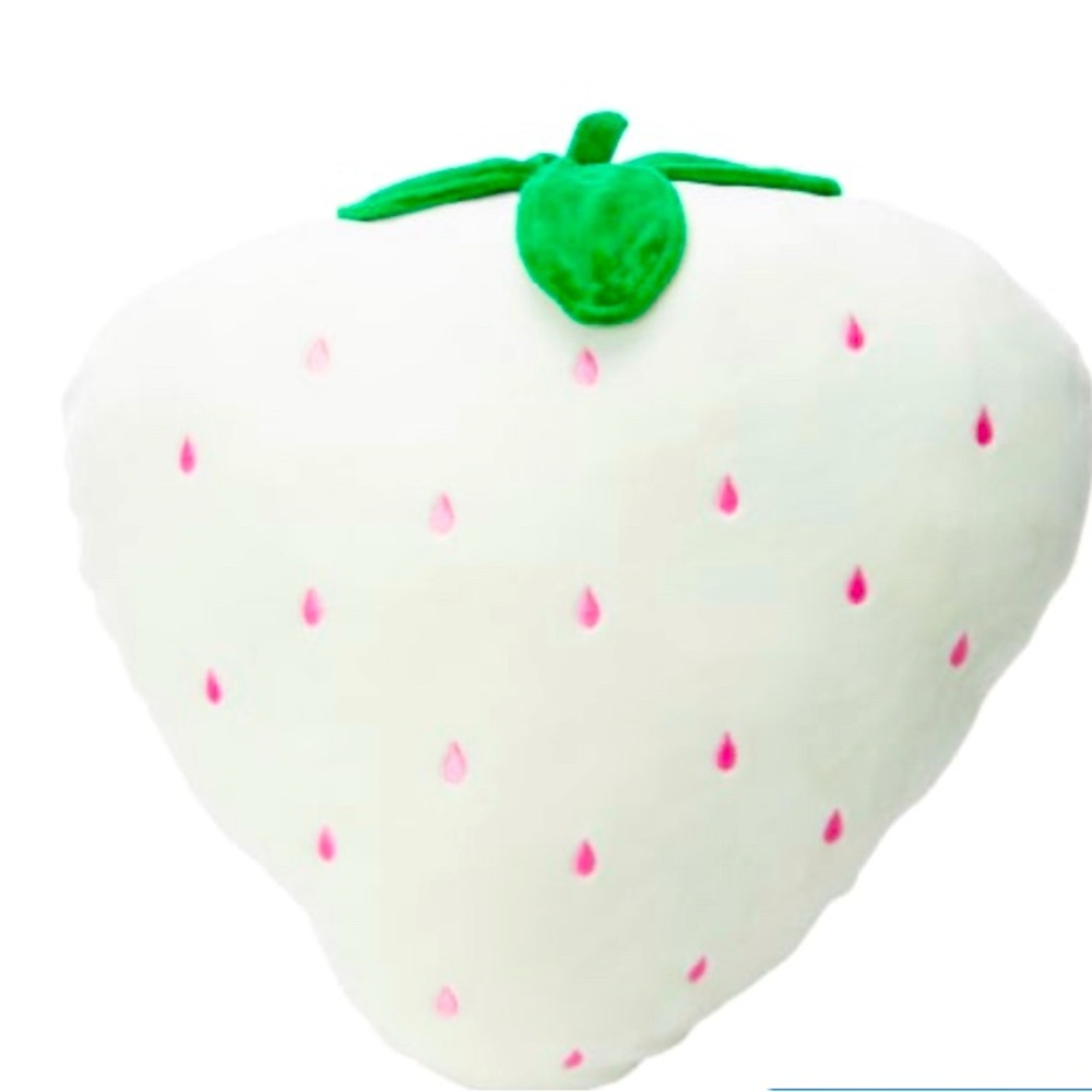 White Strawberry-Shaped Decorative Accent Soft Fuzzy Throw Snuggle Pillow 14x14”
